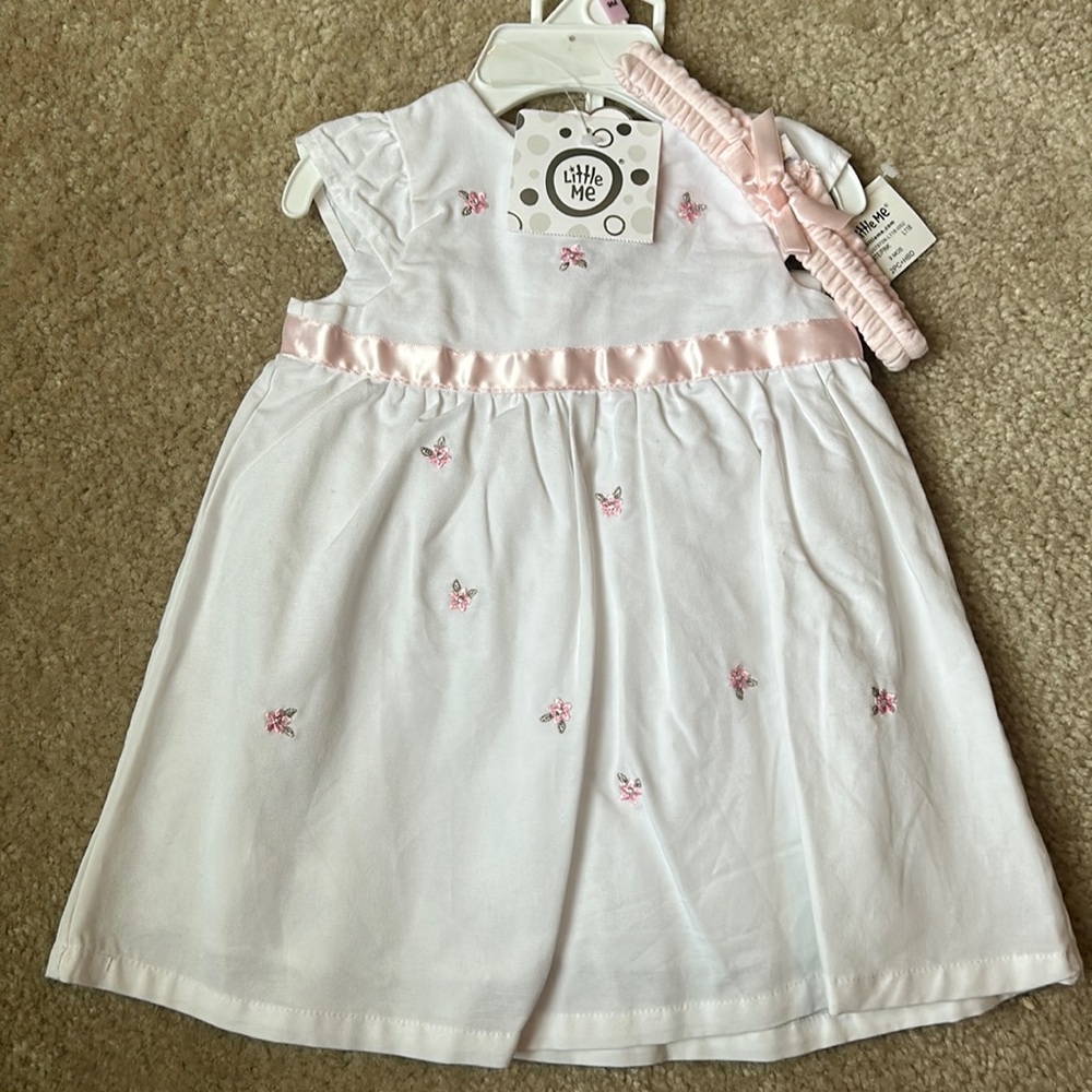 Baby dress with headband and diaper cover